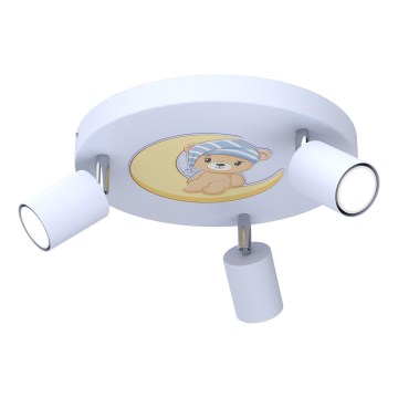 Focos de luz para crianças FUN 3xGU10/8W/230V azul/urso pequeno
