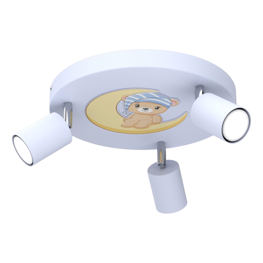 Focos de luz para crianças FUN 3xGU10/8W/230V azul/urso pequeno