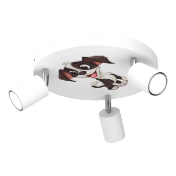 Focos de luz para crianças FUN 3xGU10/8W/230V branco/cãozinho