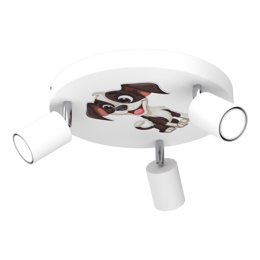 Focos de luz para crianças FUN 3xGU10/8W/230V branco/cãozinho