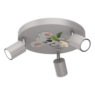 Focos de luz para crianças FUN 3xGU10/8W/230V cinzento/coala