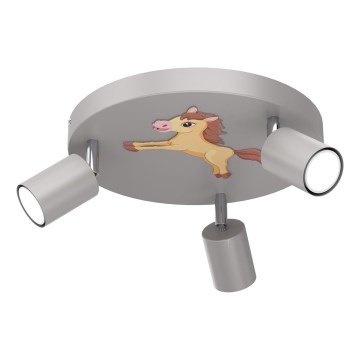 Focos de luz para crianças FUN 3xGU10/8W/230V cinzento/koník