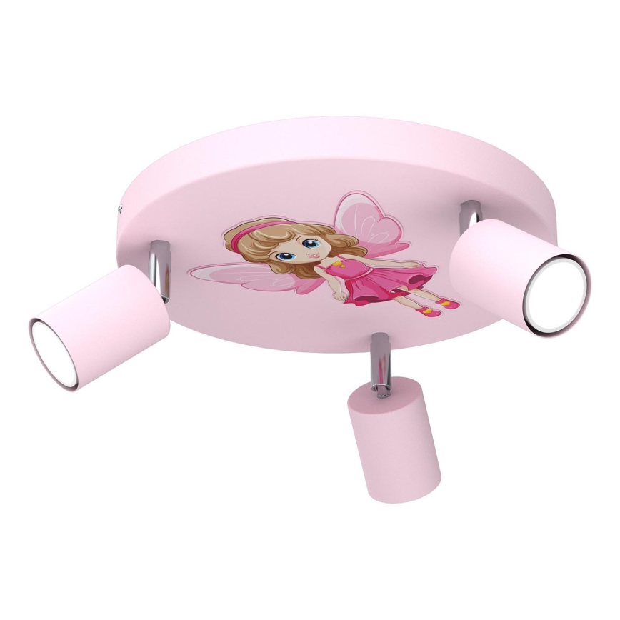 Focos de luz para crianças FUN 3xGU10/8W/230V rosa/fada