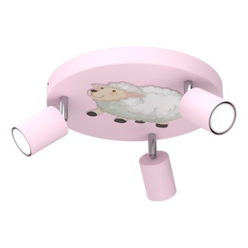 Focos de luz para crianças FUN 3xGU10/8W/230V rosa/ovelha