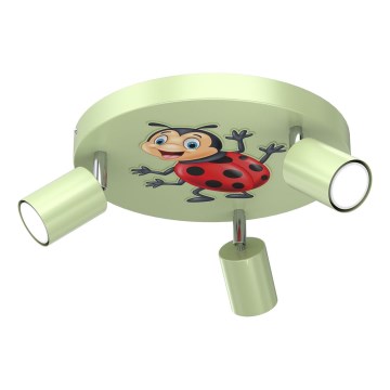 Focos de luz para crianças FUN 3xGU10/8W/230V verde/joaninha