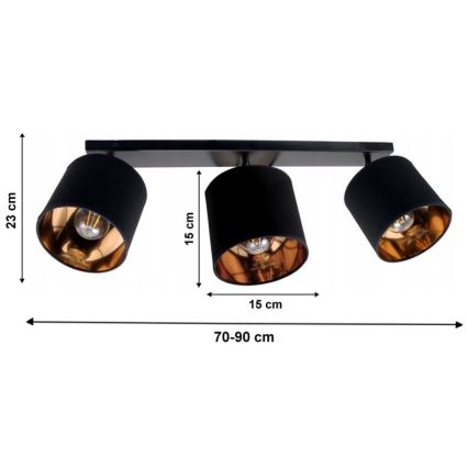 Focos SOFIA 3xE27/60W/230V preto