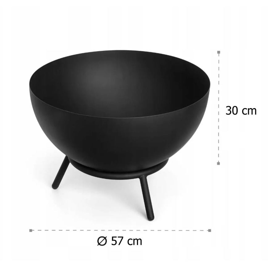 Fogueira portátil para lenha 57x30 cm preta