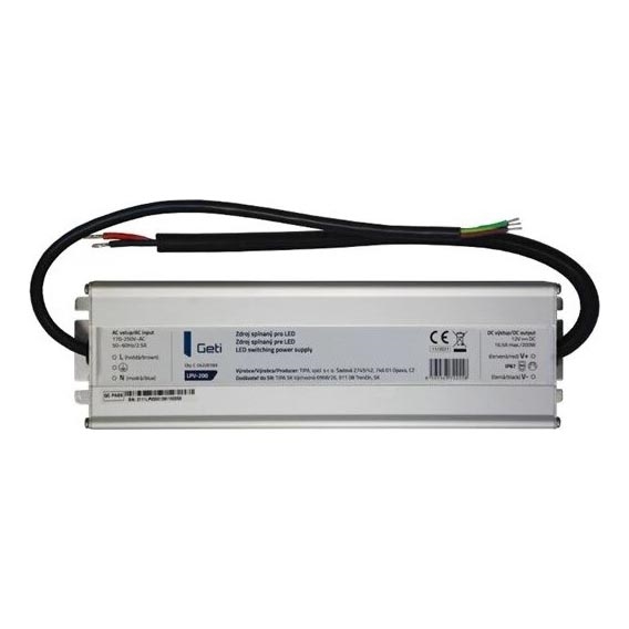 Fonte de alimentação comutada para fitas LED 200W/12V IP67