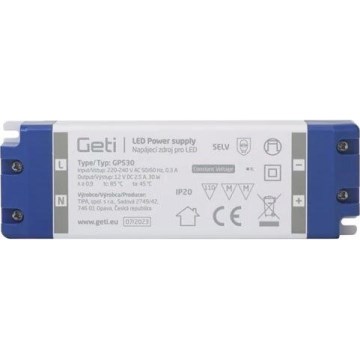 Fonte de alimentação comutada para fitas LED 30W/12V IP20