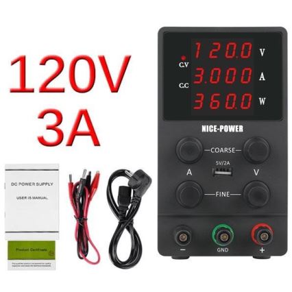 Fonte de energia de laboratório 0-120V/0-3A