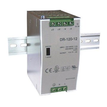Fonte de energia industrial para calha DIN 120W/12V/230V