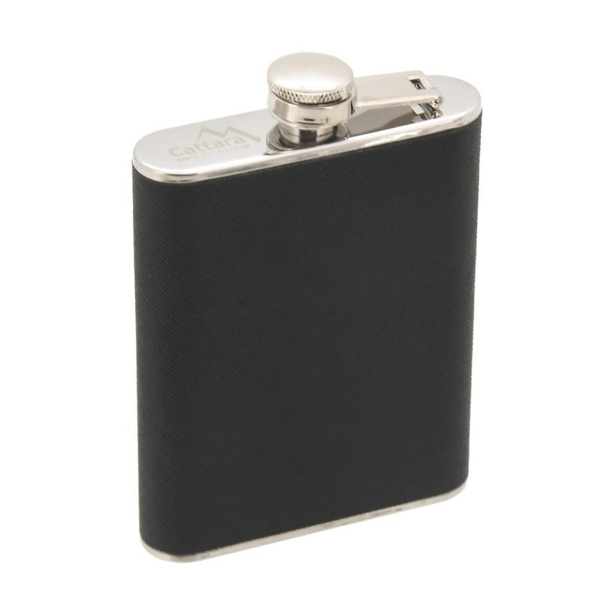 Frasco de bolso com caixa para cigarros 175 ml preto