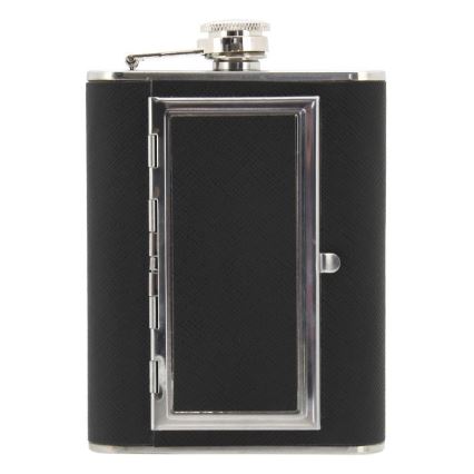Frasco de bolso com caixa para cigarros 175 ml preto