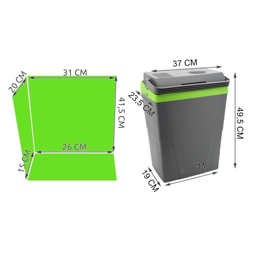 Frigorífico de carro portátil 22 l 55W/12V/230V cinzento/verde