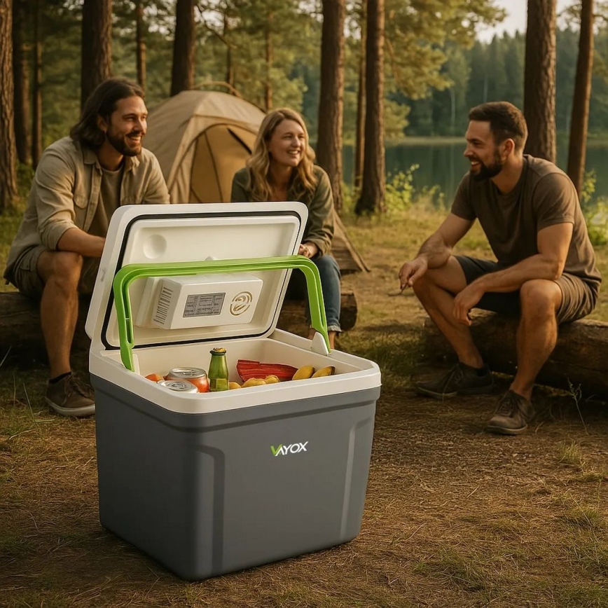 Frigorífico de viagem com função de aquecimento 27 l 230V/12V/24V cinzento