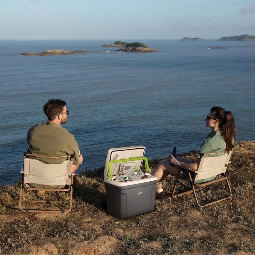 Frigorífico de viagem com função de aquecimento 27 l 230V/12V/24V cinzento