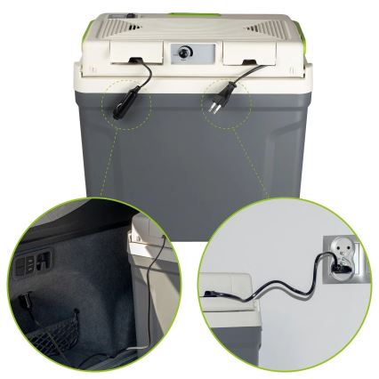 Frigorífico de viagem com função de aquecimento 27 l 230V/12V/24V cinzento
