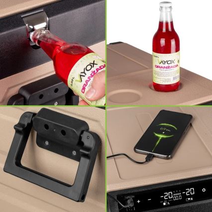 Frigorífico portátil para automóvel com visor LCD 39 l 230V/12V/24V castanho