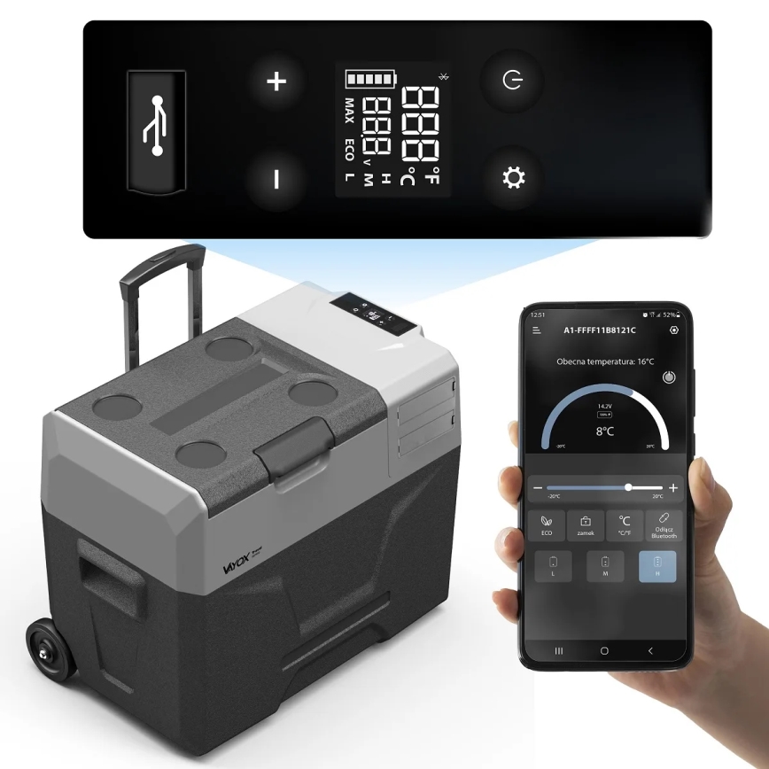 Frigorífico portátil para automóvel com visor LCD 40 l 230V/12V/24V preto