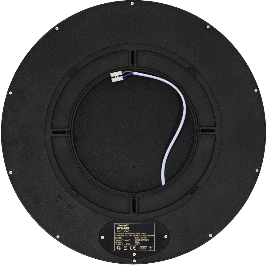 Fulgur 41813 - Iluminação de teto LED NOMY LED/32W/230V 3000/4000/6000K IP40 diâmetro 40 cm preto