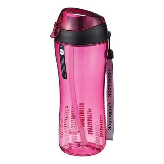 Garrafa desportiva com palhinha 550 mm rosa