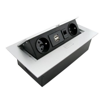Gaveta com tomadas 2x230V/2xUSB/1xRJ45