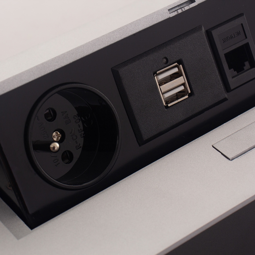 Gaveta com tomadas 2x230V/2xUSB/1xRJ45