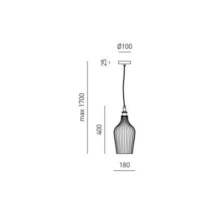 Gea Luce CLEOFE S/12 A - Candelabro suspenso CLEOFE 1xE27/60W/230V diâmetro 18 cm