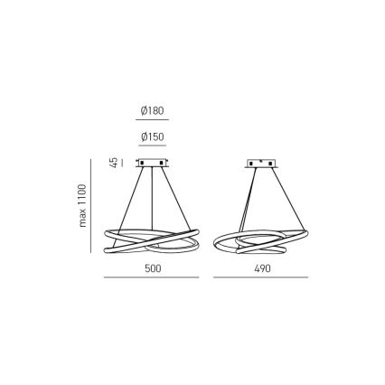 Gea Luce DIVA S P ORO - Candelabro suspenso LED com regulação DIVA LED/43W/230V dourada