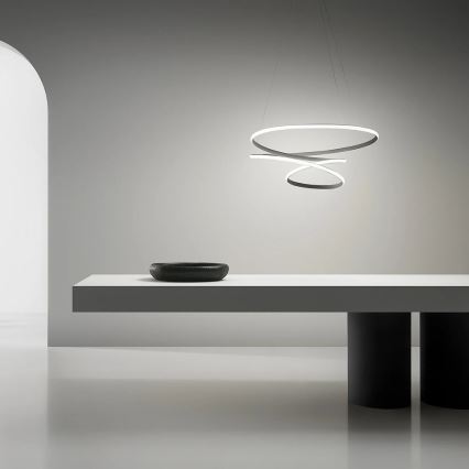 Gea Luce DIVA S/S TITANIO -  Candelabro suspenso LED com regulação DIVA LED/80W/230V cinzento