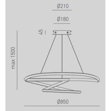 Gea Luce DIVA S/S TITANIO -  Candelabro suspenso LED com regulação DIVA LED/80W/230V cinzento