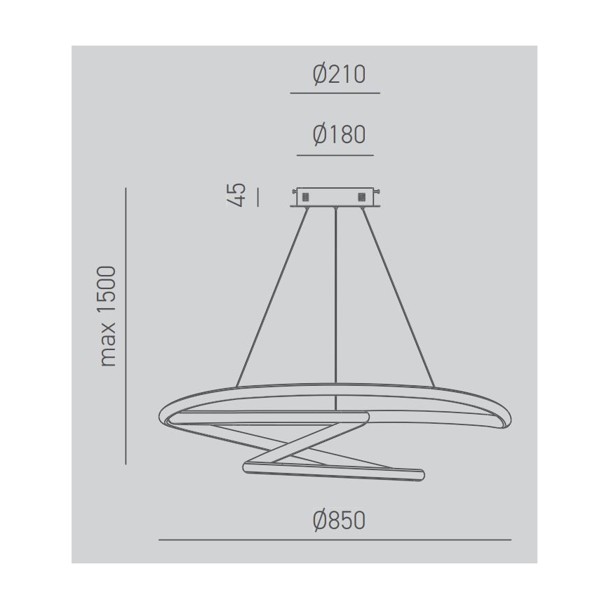 Gea Luce DIVA S/S TITANIO -  Candelabro suspenso LED com regulação DIVA LED/80W/230V cinzento