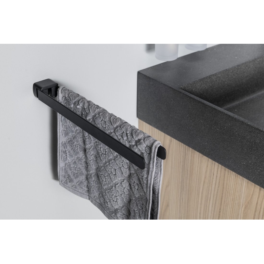 Gedy - Cabideiro de parede giratório para toalhas PIRENEI 36 cm preto mate