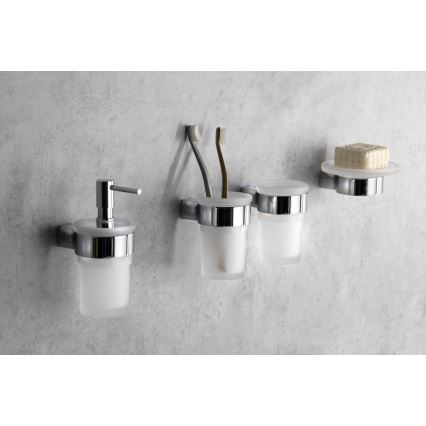 Gedy - Distribuidor de sabão para parede PIRENEI 110 mm leitoso copo/cromado brilhante
