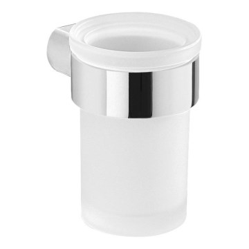 Gedy - Suporte de parede para escova de dentes PIRENEI leitoso copo/cromado brilhante