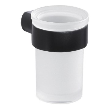 Gedy - Suporte de parede para escova de dentes PIRENEI leitoso copo/preto