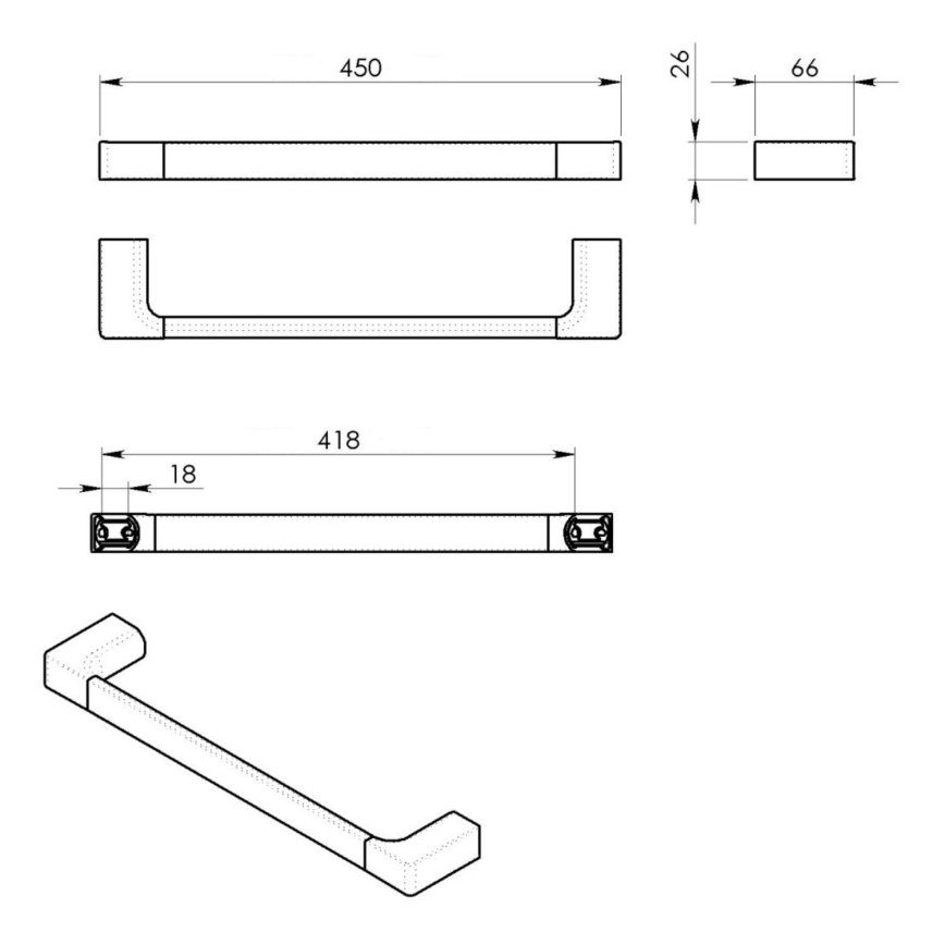 Gedy - Suporte de parede para toalha PIRENEI 6,6x45 cm mate preto