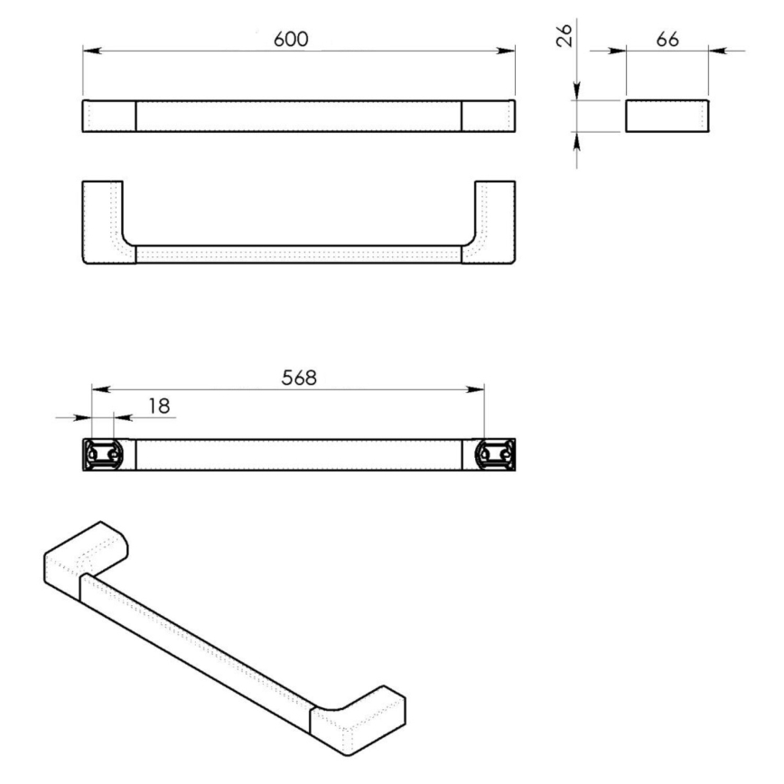 Gedy - Suporte de parede para toalha PIRENEI 6,6x60 cm cromado brilhante