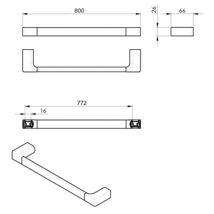 Gedy - Suporte de parede para toalha PIRENEI 6,6x80 cm cromado brilhante