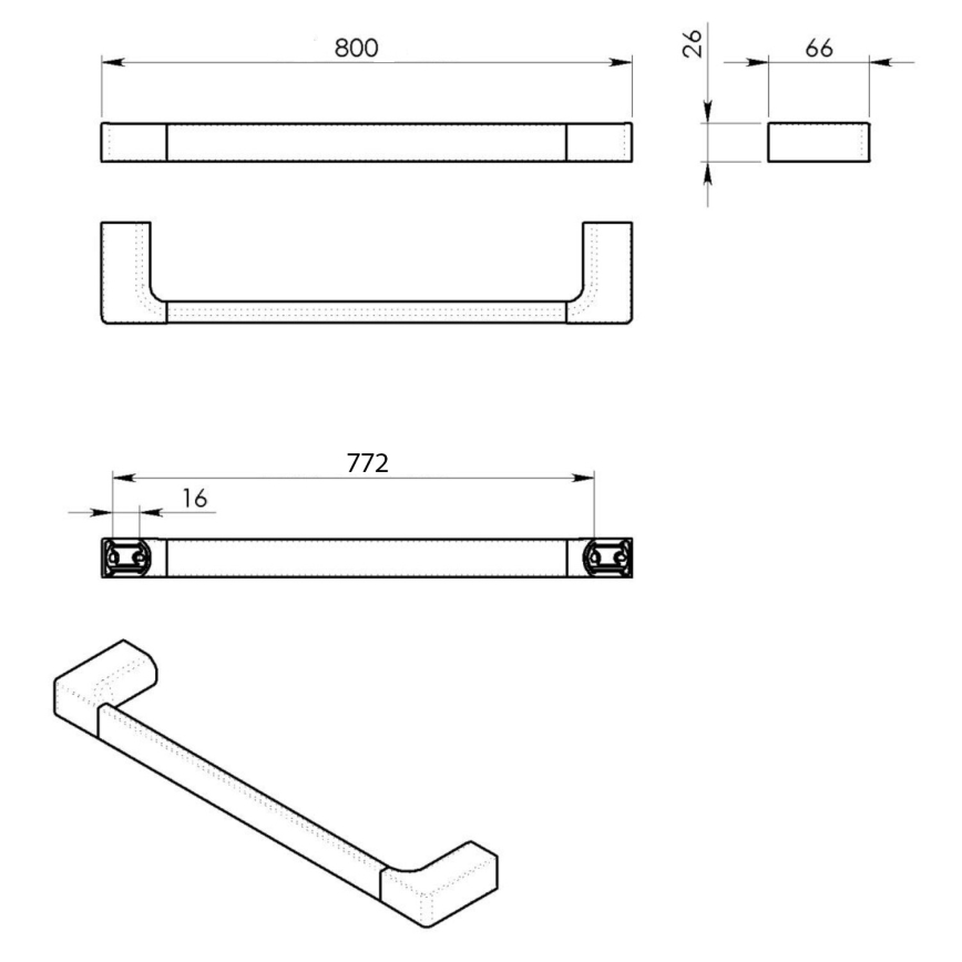 Gedy - Suporte de parede para toalha PIRENEI 6,6x80 cm cromado brilhante
