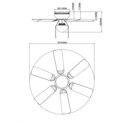 Globo - Ventoinha de teto 1xE27/60W/230V