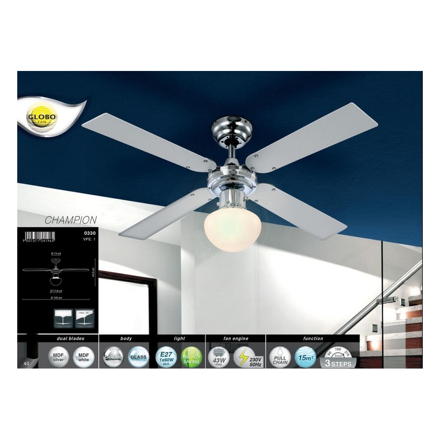 Globo - Ventilador de teto 1xE27/60W/230V