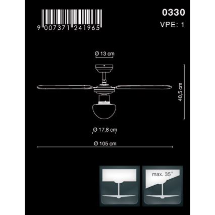 Globo - Ventilador de teto 1xE27/60W/230V