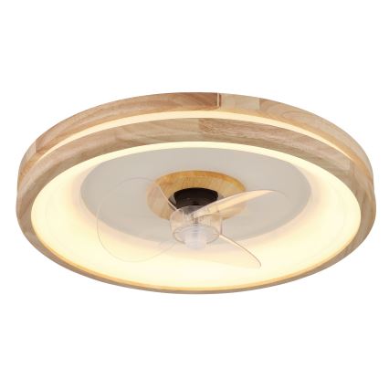 Globo -  Iluminação de teto LED com regulação e ventoinha LED/30W/230V 2700-6500K castanho + comando