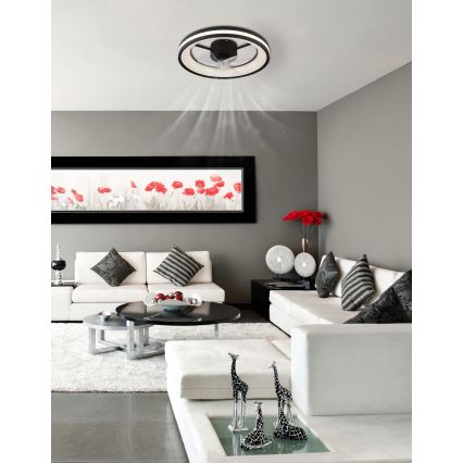 Globo - Iluminação de teto LED com regulação e ventoinha LED/30W/230V 2700-6500K preto + comando