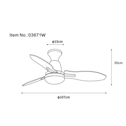 Globo - Ventoinha de teto LED com regulação LED/22W/230V 3000/4500/6000K + comando
