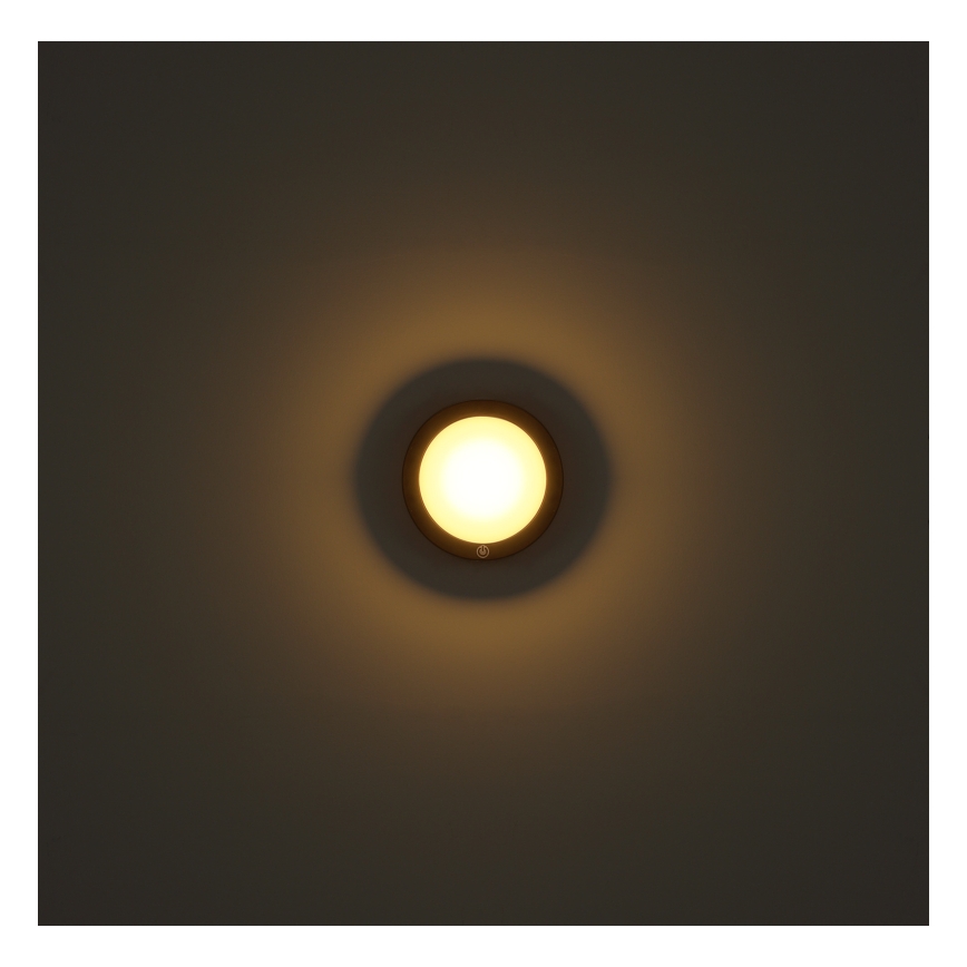Globo - Iluminação de parede tátil LED LED/1,2W/3,7V diâmetro 15 cm 1800 mAh preto