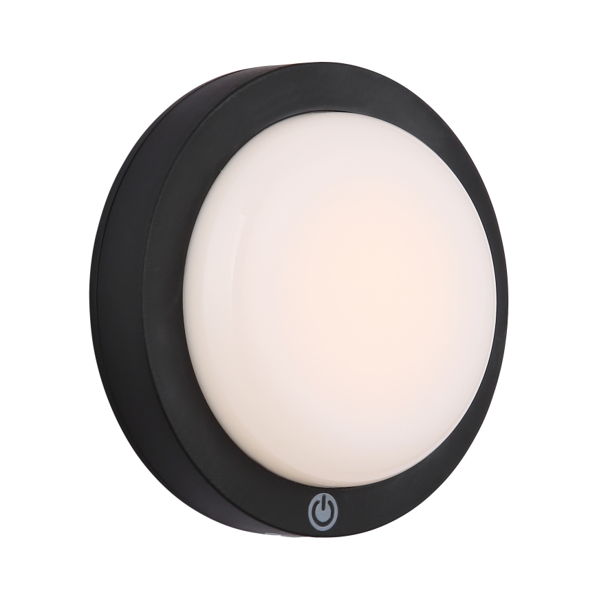 Globo - Iluminação de parede tátil LED LED/1,2W/3,7V diâmetro 15 cm 1800 mAh preto