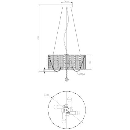 Globo - Candelabro suspenso de cristal 4xE14/40W/230V