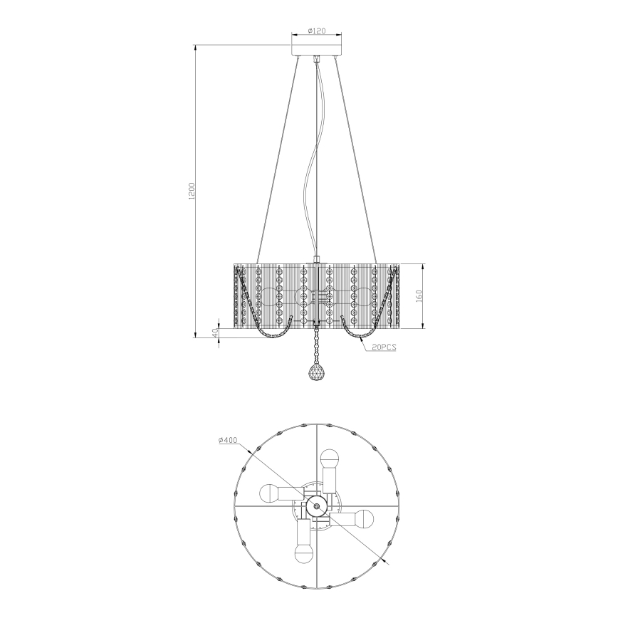 Globo - Candelabro suspenso de cristal 4xE14/40W/230V